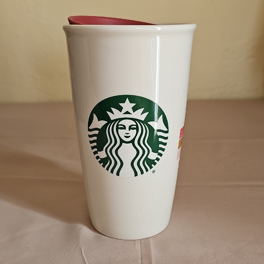 Starbucks Disneyland White Tumbler with Pink Interior
